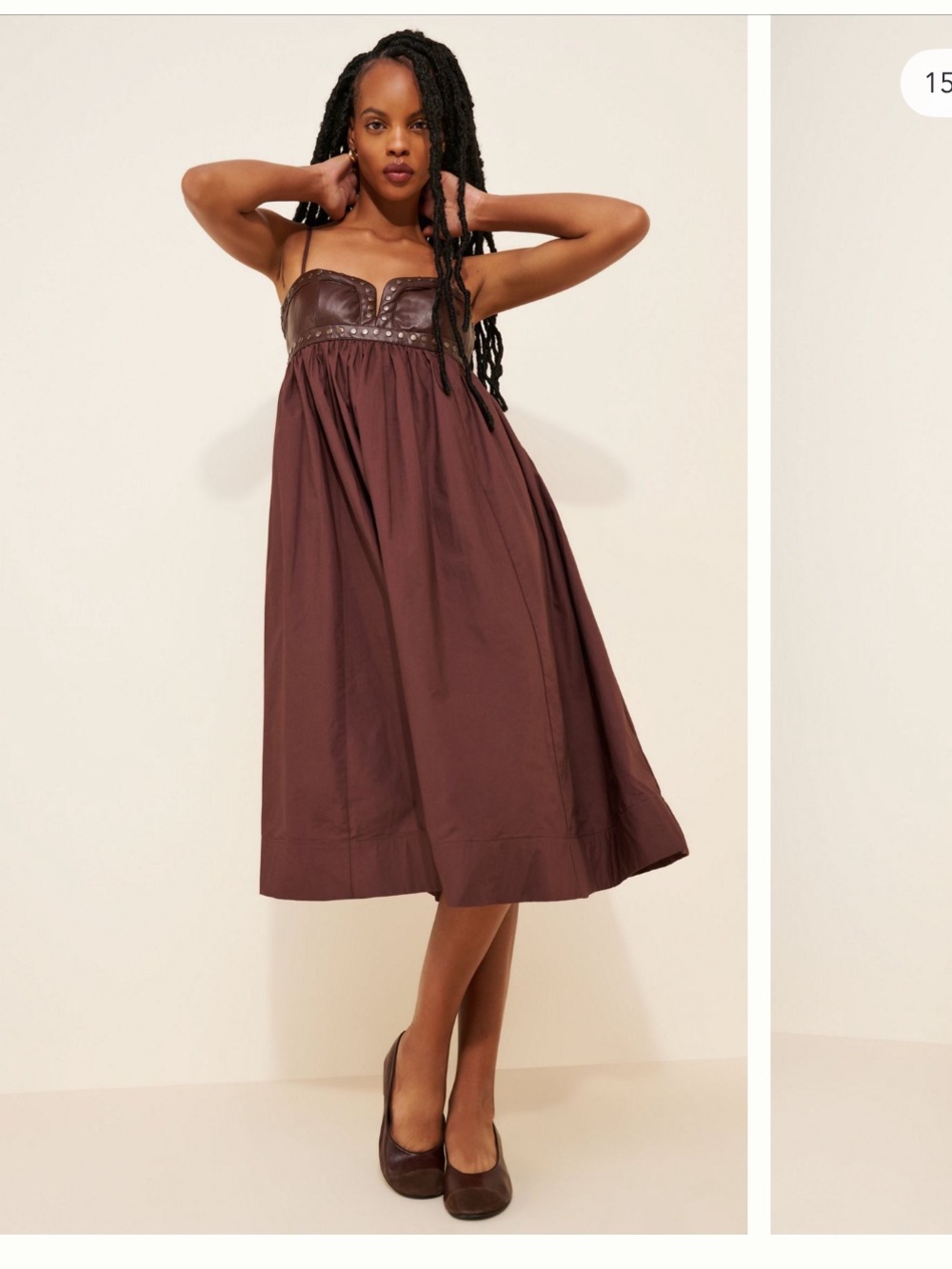 Twofer Faux-Leather Babydoll Dress